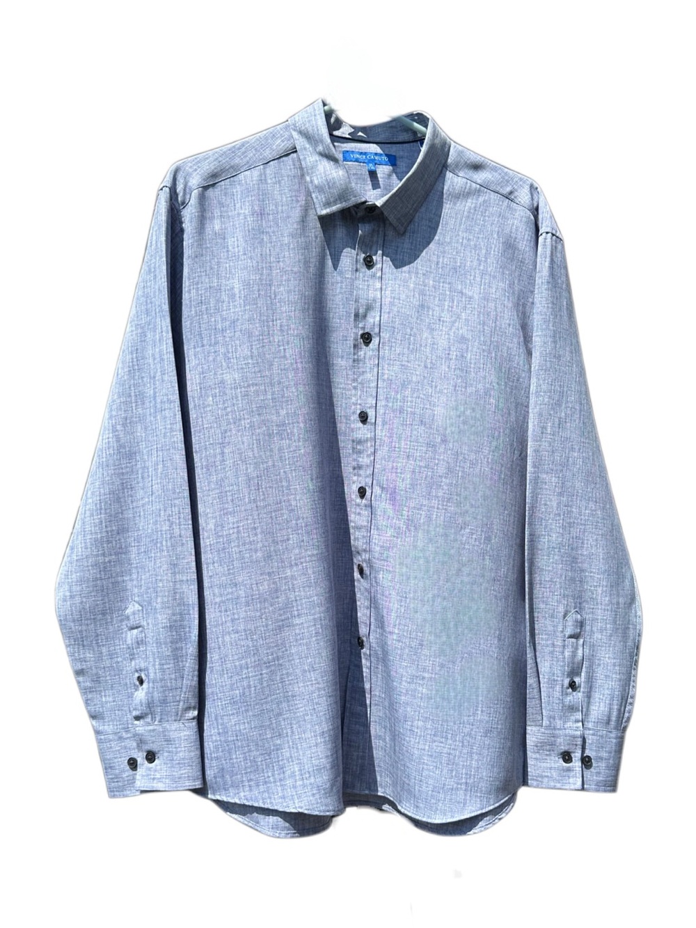 Vince Camuto Blue Chambray Look Button Front Shirt XL Long Sleeve